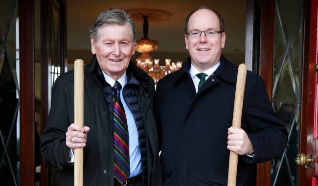 Prince Albert of Monaco turns the sod on a new hotel wing at the K Club